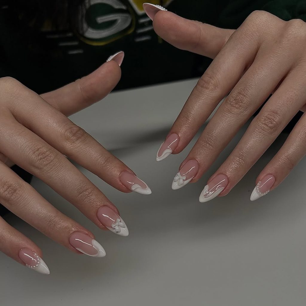 Soft Holiday French Nails