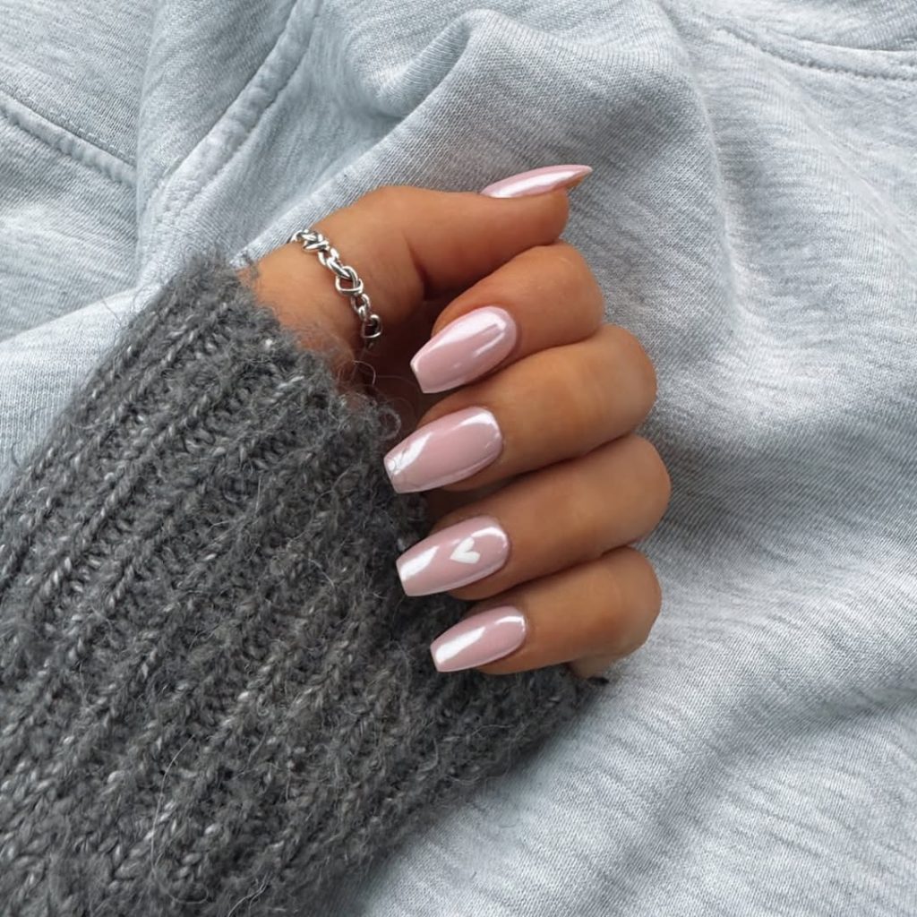 Pink Chrome Christmas Nails