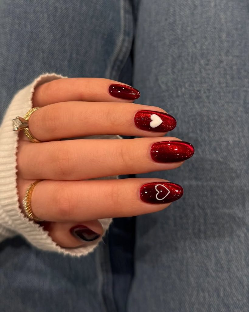 Deep Red Sparkle Hearts