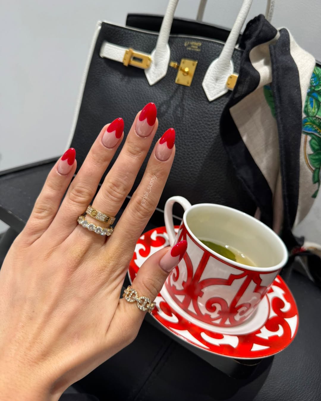 Classic Red Heart Nails