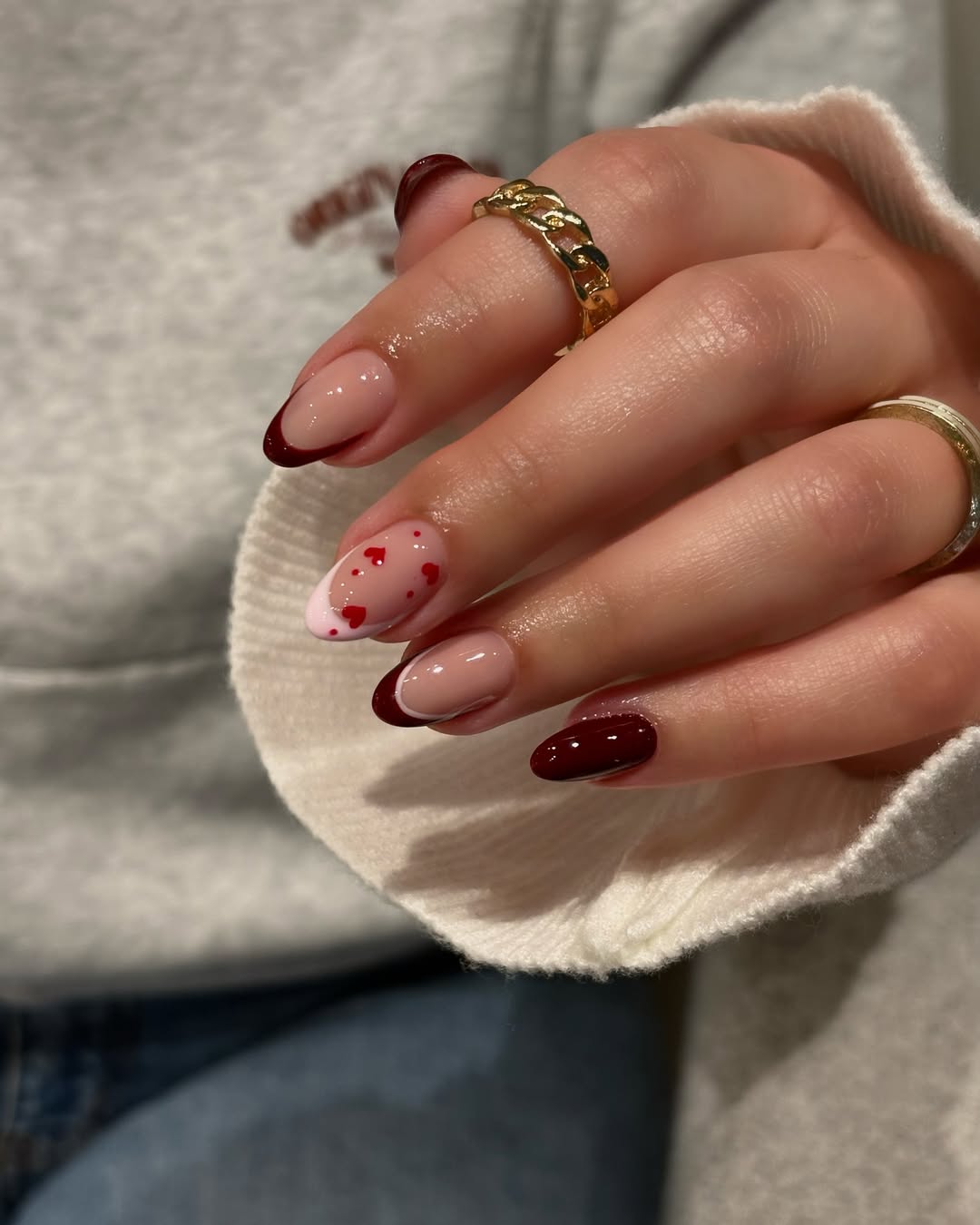 Hearts with Deep Burgundy 