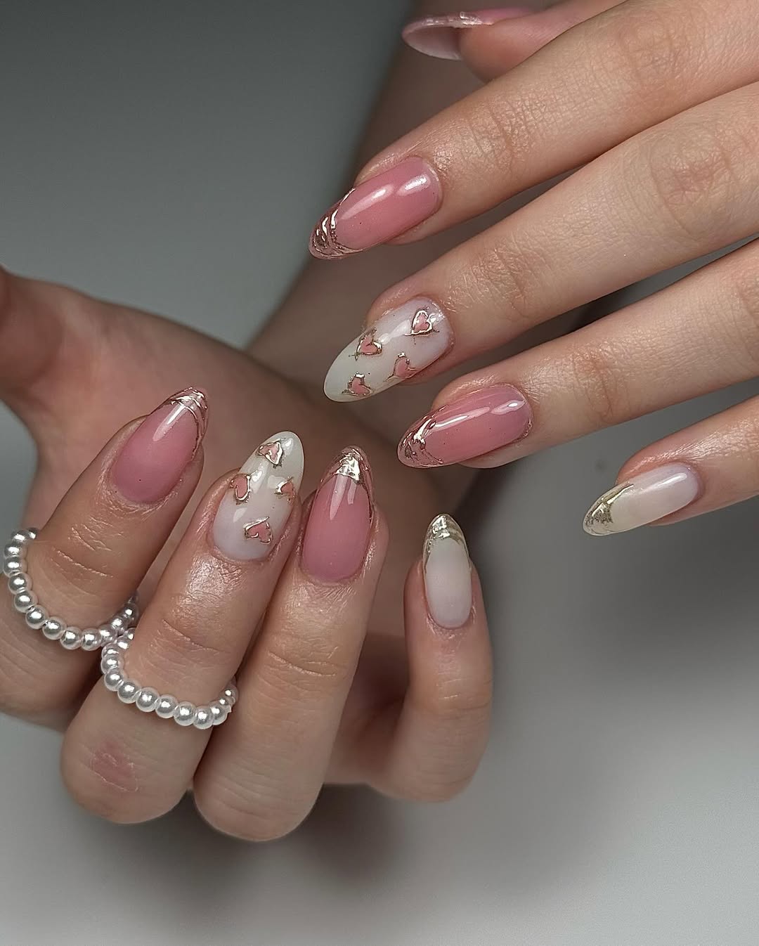Blush Pink Nails with Gold