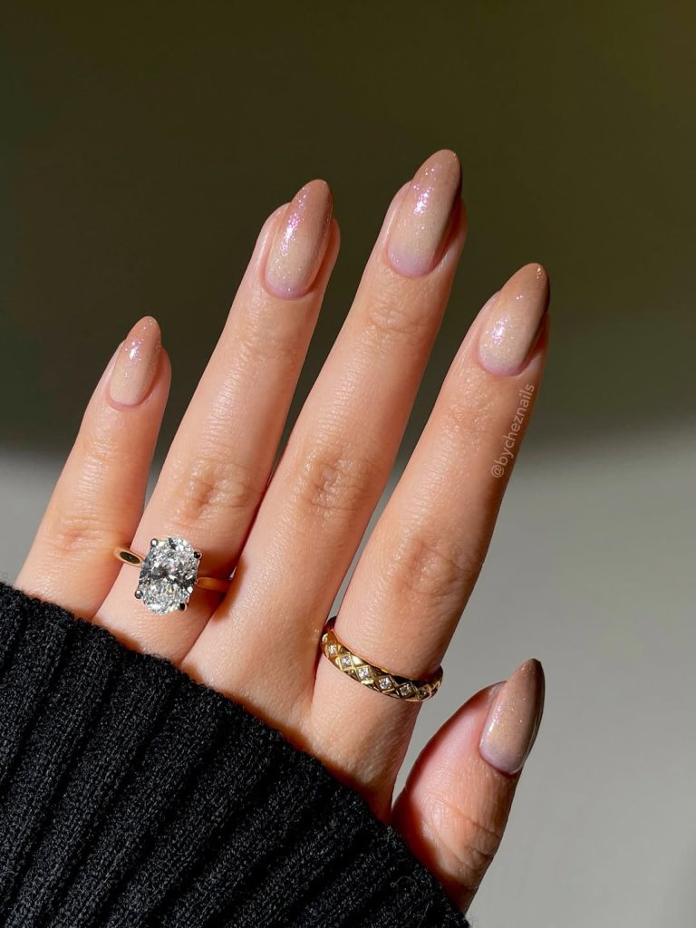 Soft Nude Shimmer Nails
