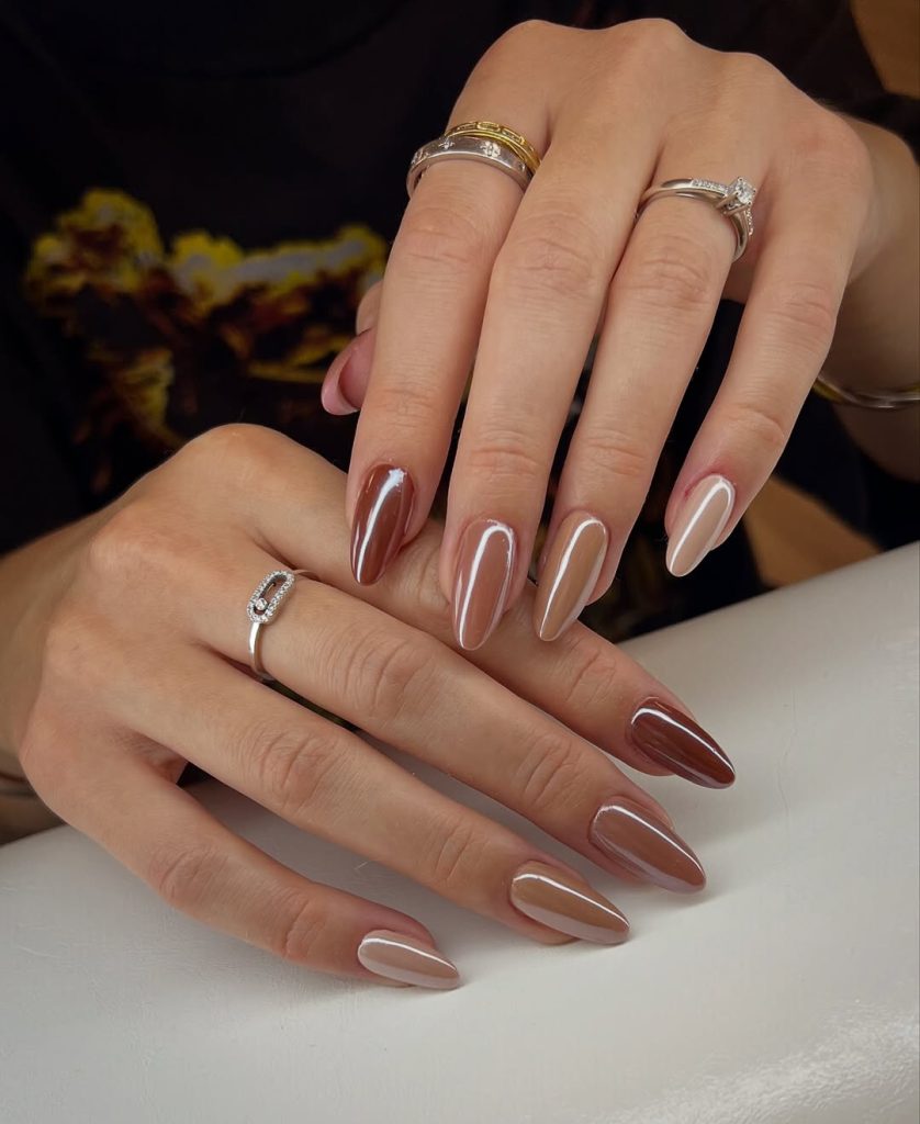 Warm Brown & Neutral Nails