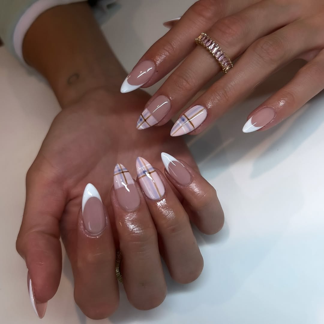 Soft Pastel Plaid with White