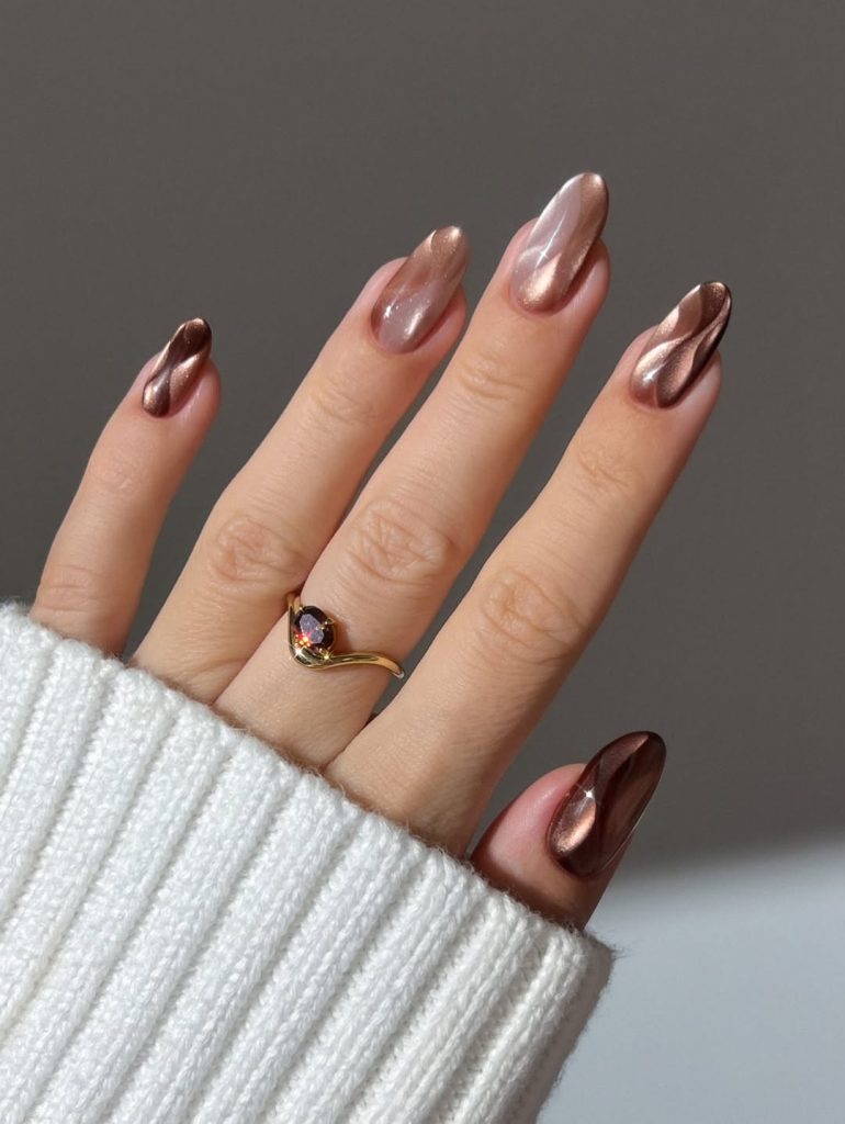 Bronze Chrome Nails