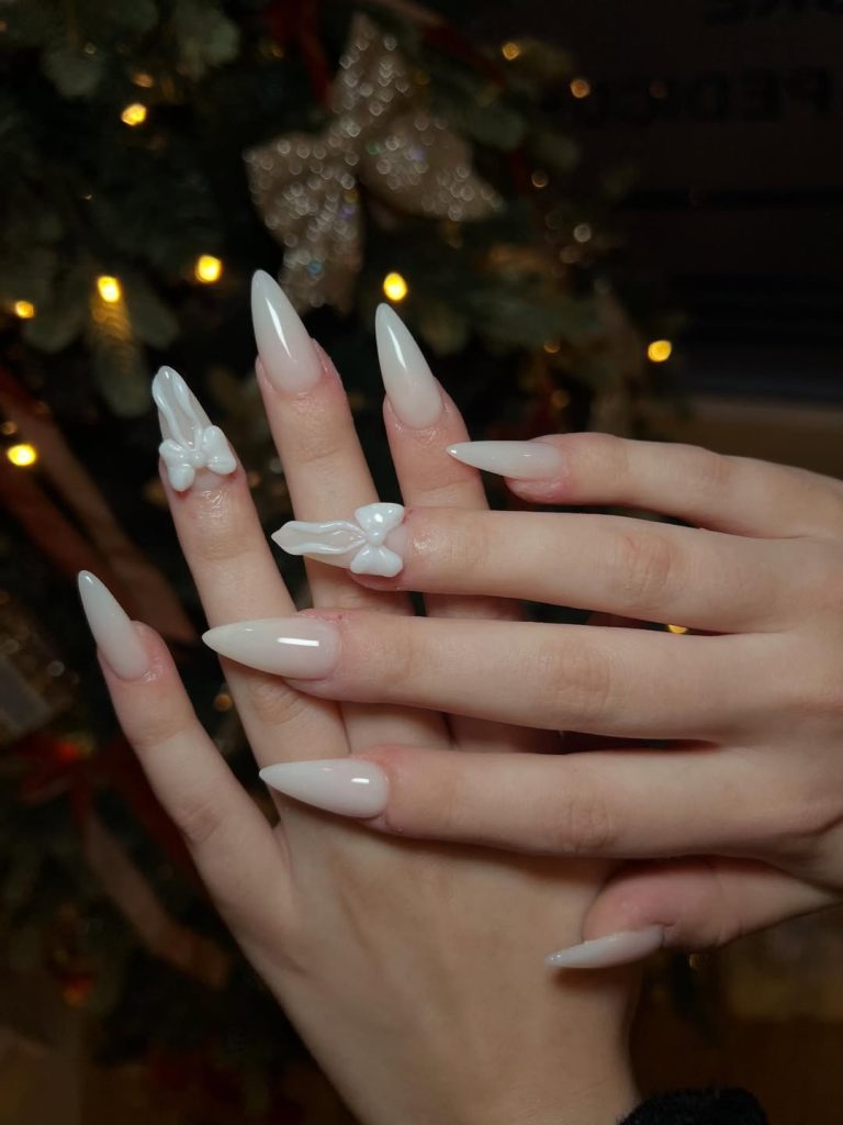 Glossy White 3D Bow