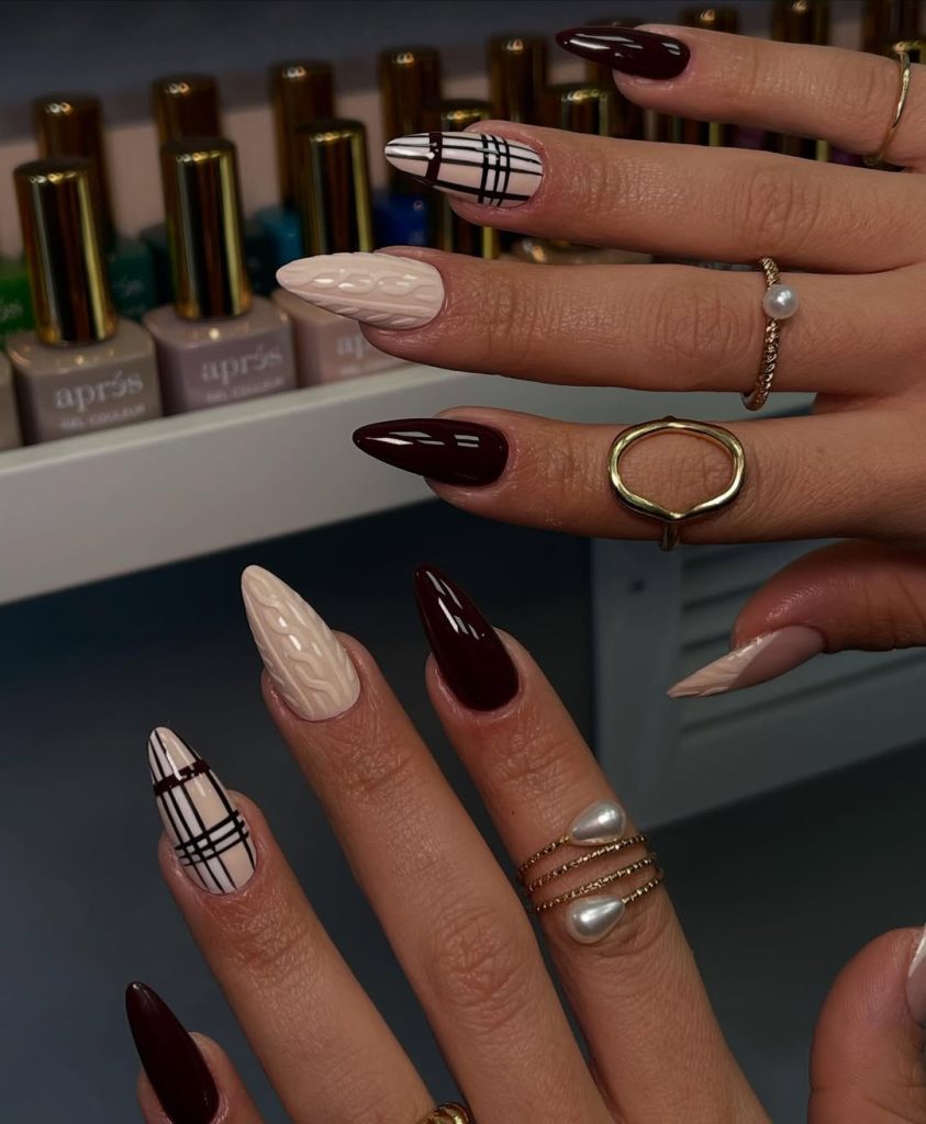 Brown Cable Knit & Plaid