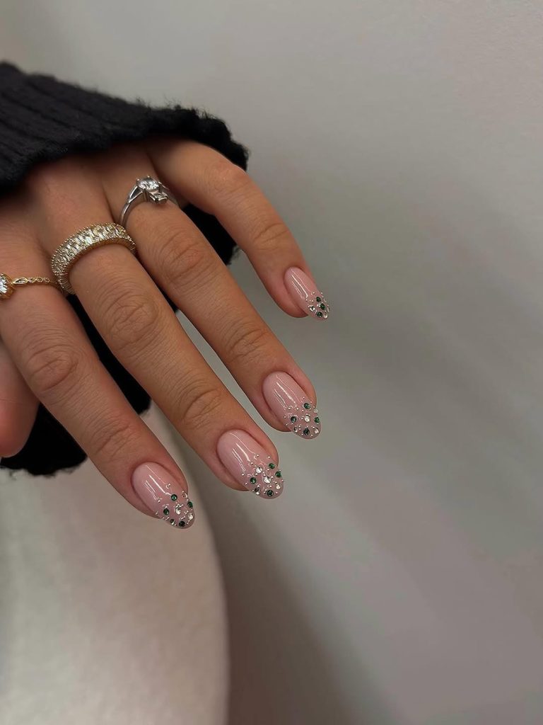 Nude with Emerald Crystal Tips