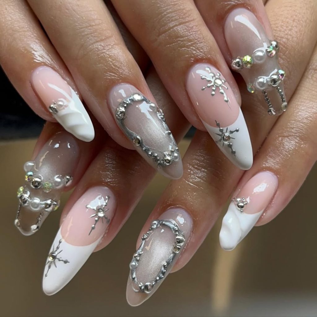 Whimsical Silver Snowflake Tips