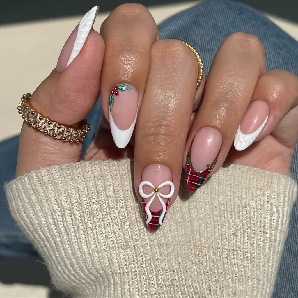 Festive Plaid French with Bow Accent