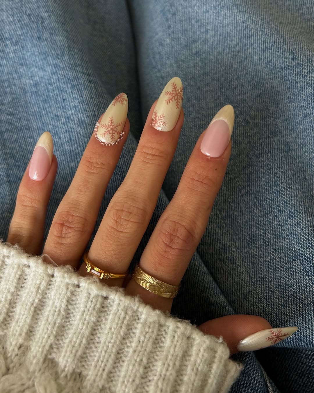 Ivory Snowflake Nails