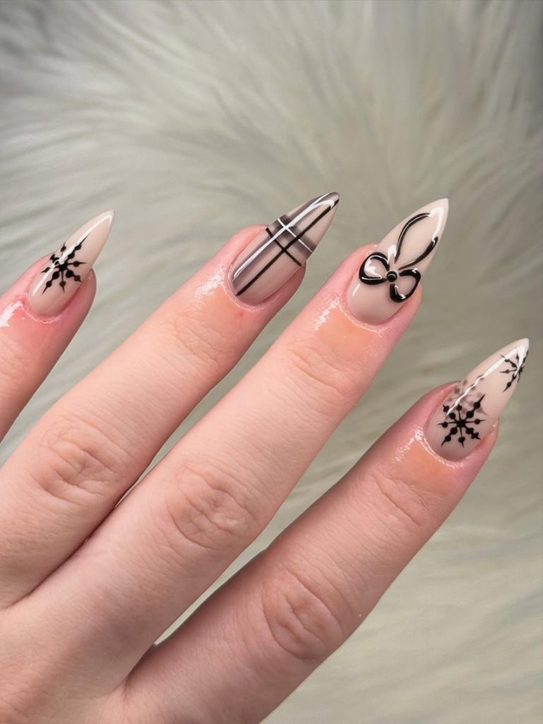 Plaid-Inspired Black Line Art