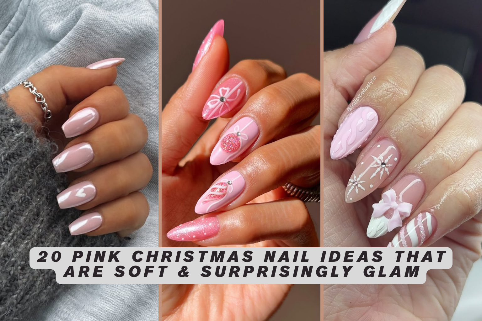 20 Pink Christmas Nail Ideas That Are Soft & Surprisingly Glam