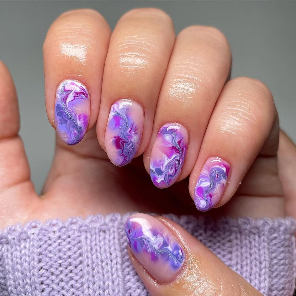 Purple Marble Nails