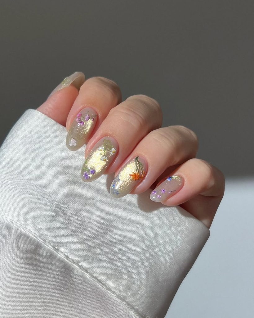 Golden Meadow Nails