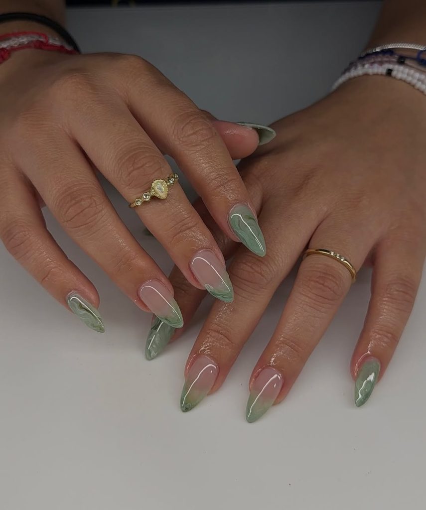 Sage Marble Nails