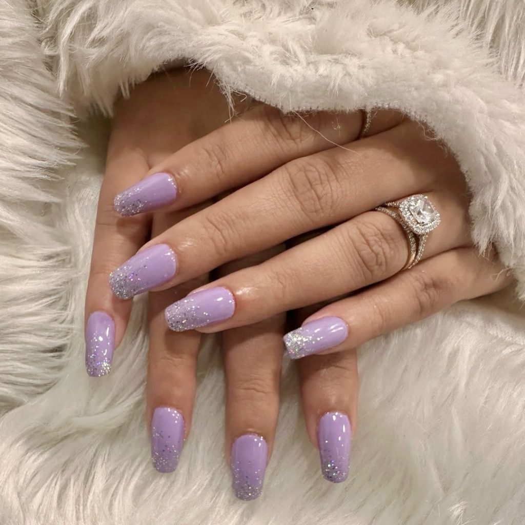 Purple Glitter Tips