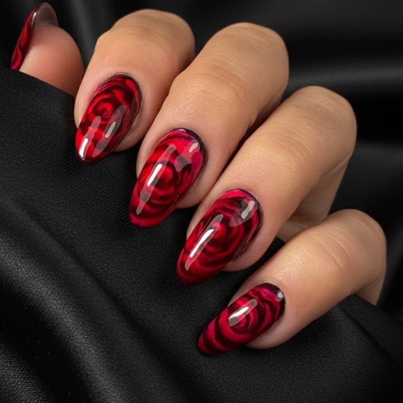 Dark Rose Nails