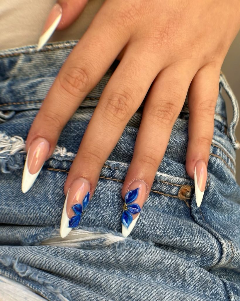 Blue Blossom French Tips