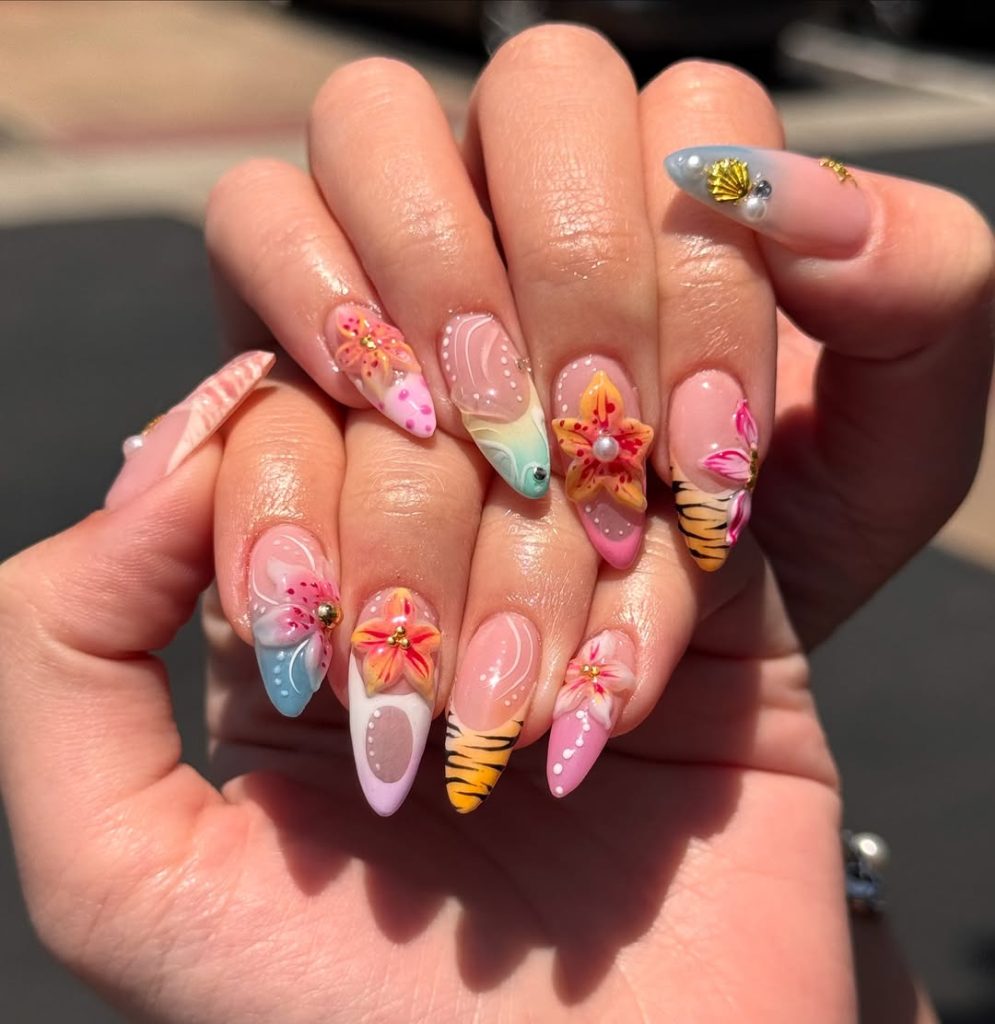 Tropical Bloom Fantasy Nails