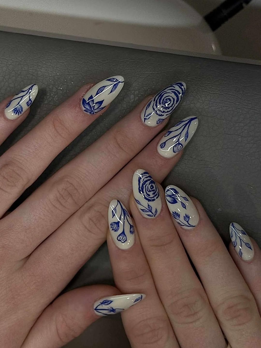Blue Porcelain Nails