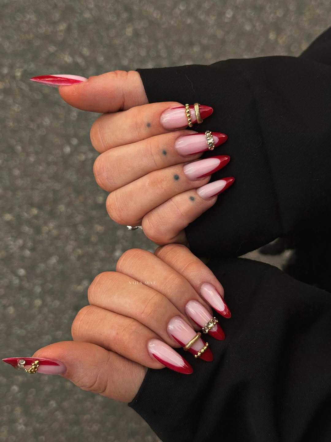 Sleek Red French Glam