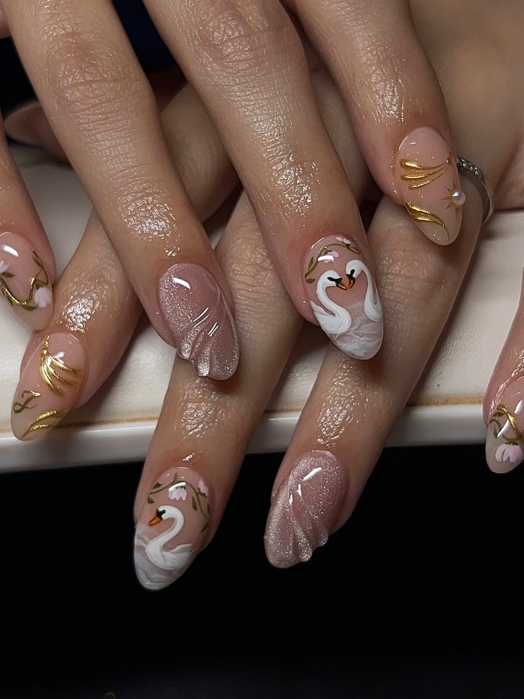 Golden Blush Swans