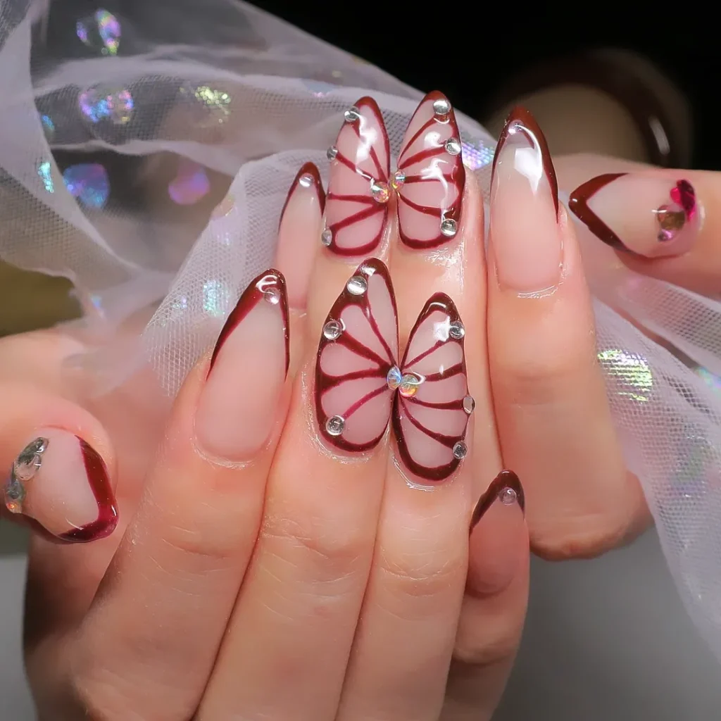 Crystal Butterfly Nails